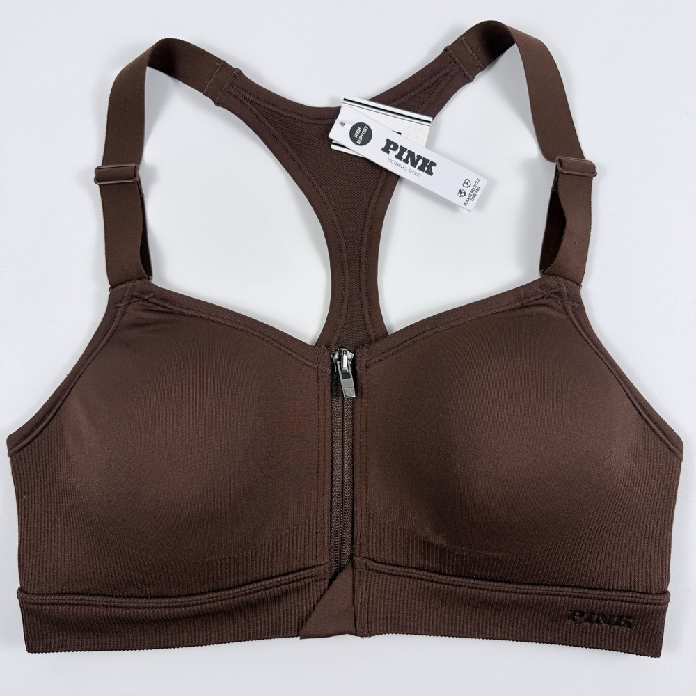 Victoria's Secret PINK Seamless Front Close Air High-Impact Brown Sports Bra S